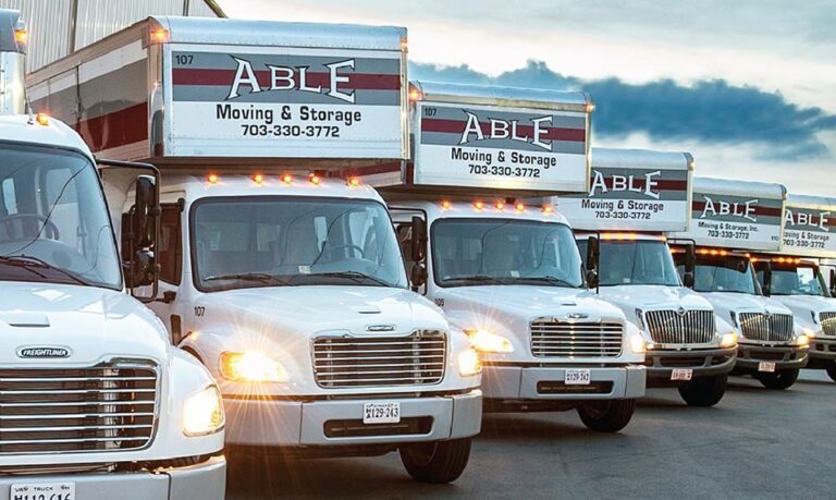 Able Moving & Storage trucks lined up