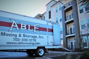 Able Moving & Storage truck outside apartment